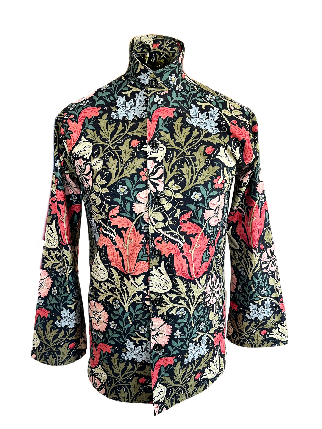 Vintage William Morris Compton Kaftan Shirt Black Background