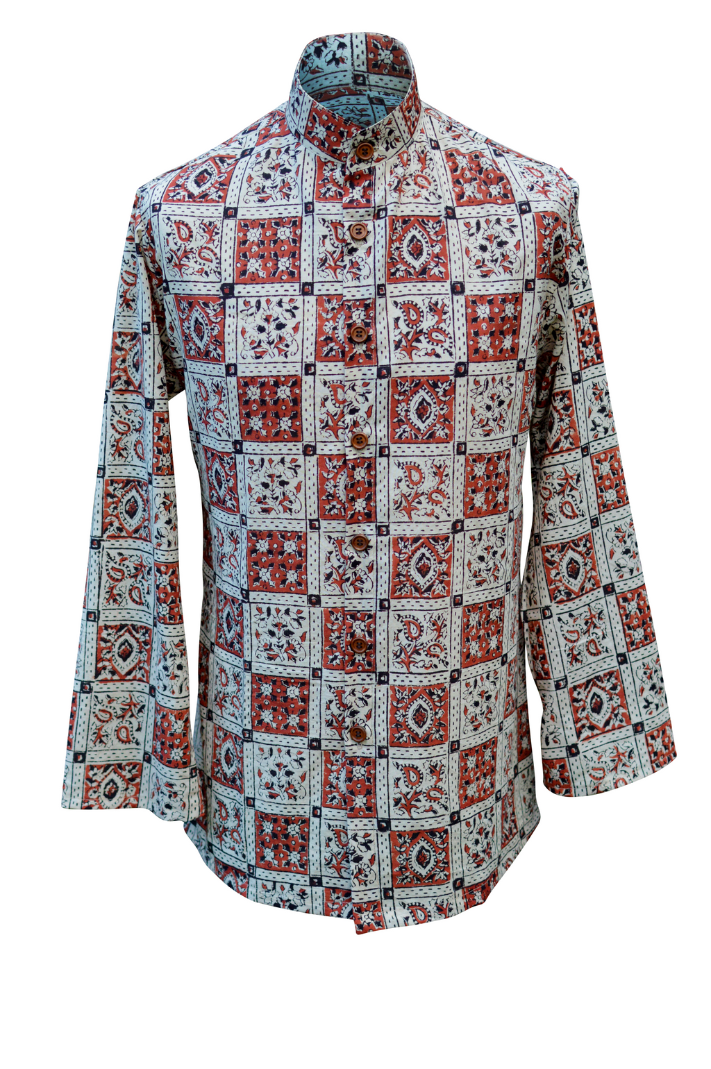 square patterned kaftan shirt