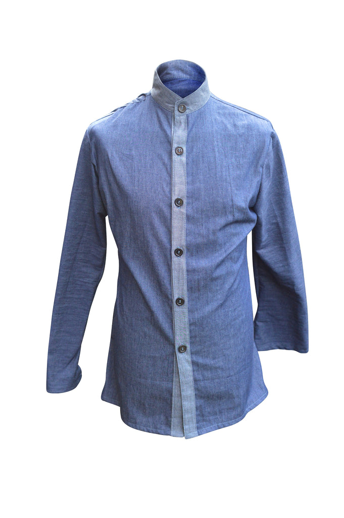 Blue denim kaftan shirt